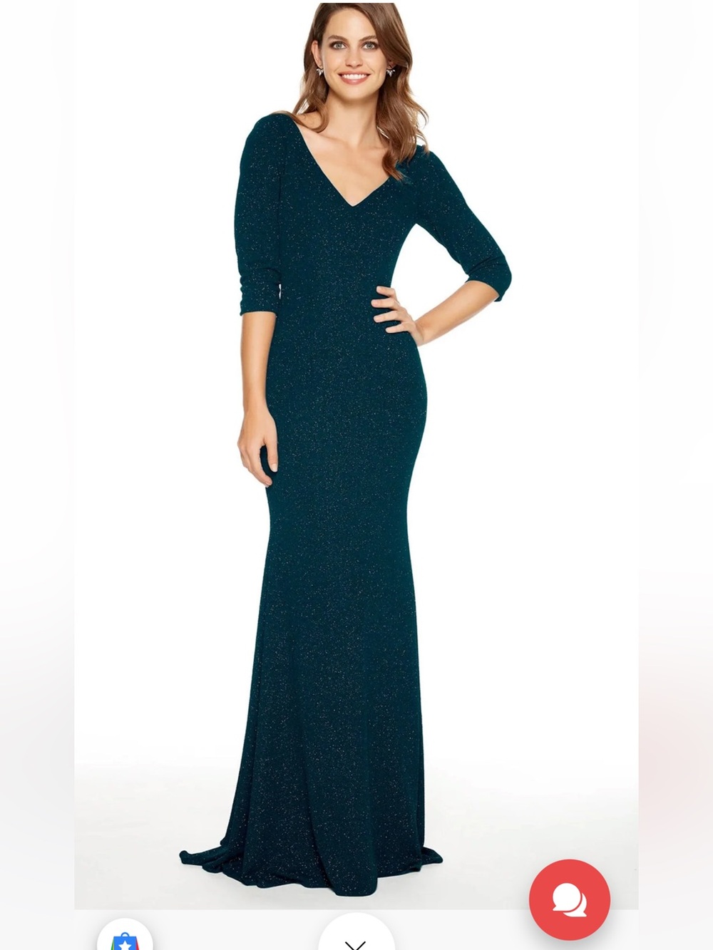 Alyce Paris Peacock Teal V-Neck Jersey Sheath Gown Dress Plus size 22